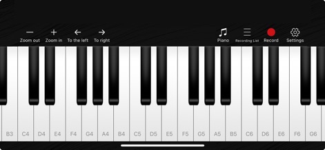 簡単ぴあの 音楽の作曲や音符の記憶、キーボード練習 - 이 앱은 사용자가 가상 피아노 건반을 쉽게 확대/축소하여 최적화된 연주 환경을 조성하고, 좌우 스크롤 기능을 통해 전체 음역대에 접근할 수 있도록 돕습니다.