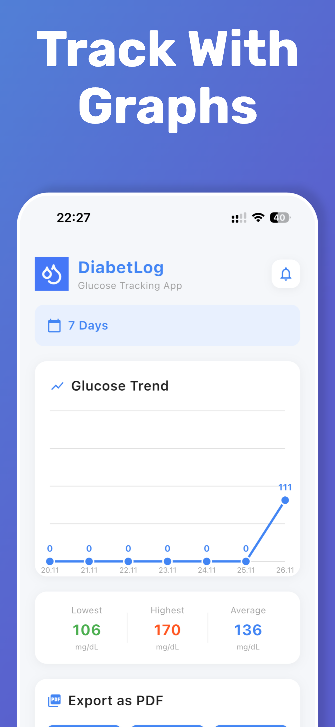 DiabetLog: Blood Sugar Tracker screenshot 3