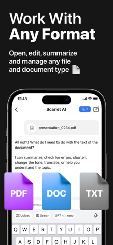 Scarlet AI – Chatbot Assistant iPhone screenshot