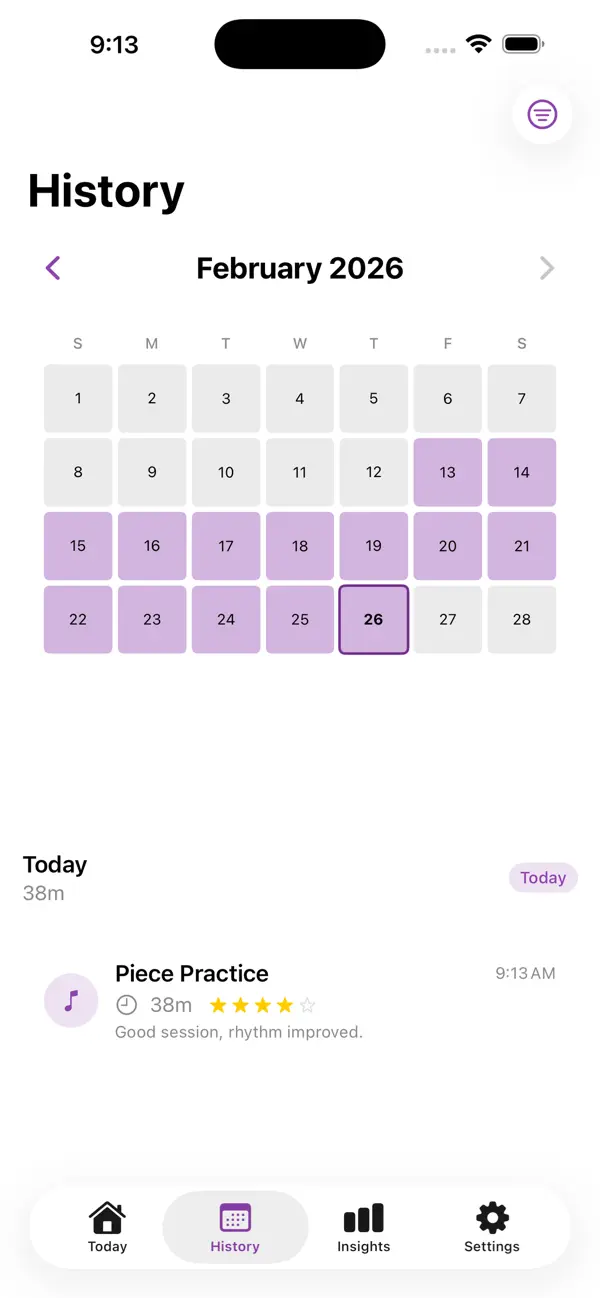 Screenshot #2 pour Harp Practice Log
