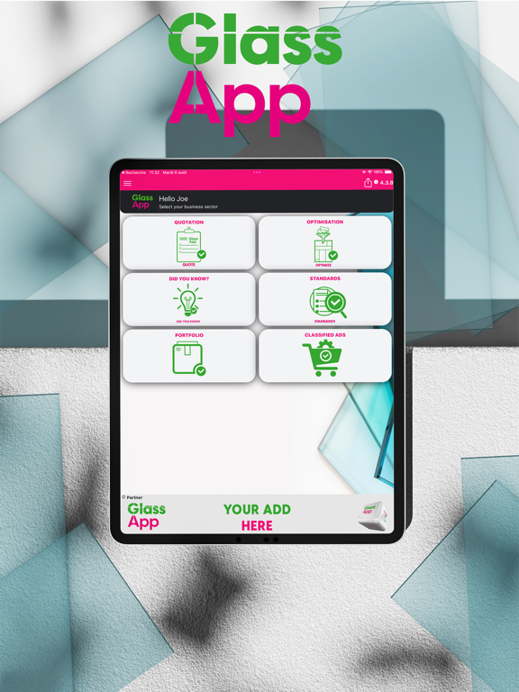 GlassApp. iPad screenshot