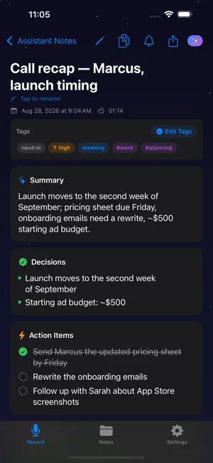 AssistantNotes: AI Note Taker screenshot 1