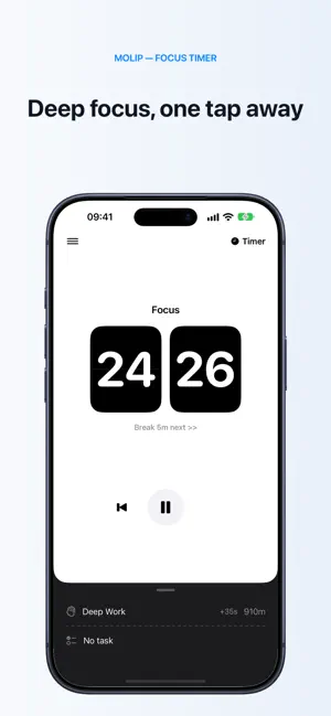Pomodoro Focus Timer — Molip screenshot 1