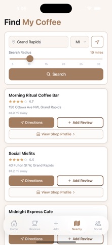 My Coffee App iPhone screenshot
