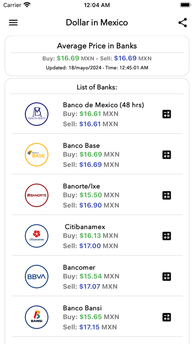 Dollar Price in Mexico Screenshot