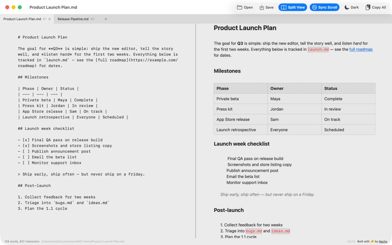 mdMD screenshot