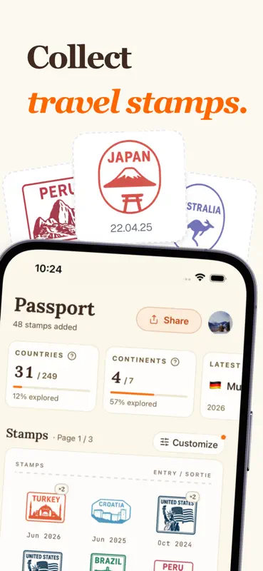 Stampie: Travel Tracker & Map screenshot 1 of 10