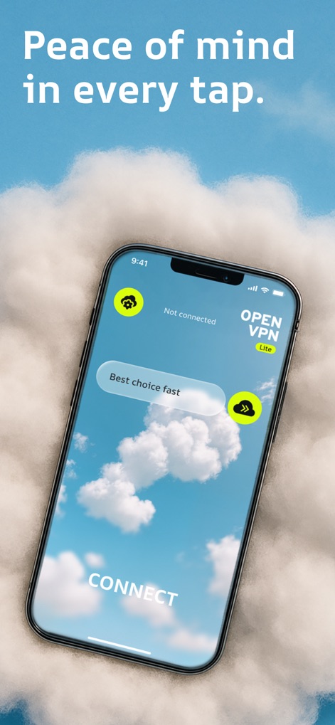 VPN Lite - FREE VPN OPEN ™ - Cette capture met en évidence l'expérience utilisateur simplifiée, affichant clairement le statut 'Not connected' et un bouton 'CONNECT' proéminent, rendant la sécurisation de la vie numérique accessible à tous.