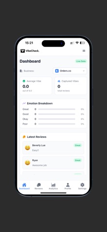 VibeCheck Dashboard screenshot