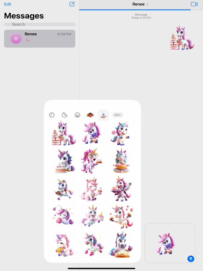 Cake Unicorn Stickers