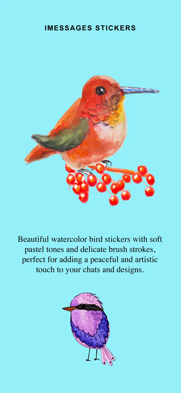 Screenshot #2 pour Watercolor Birds Stickers