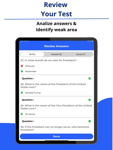 US Citizenship Prep Test 2025 iPad screenshot