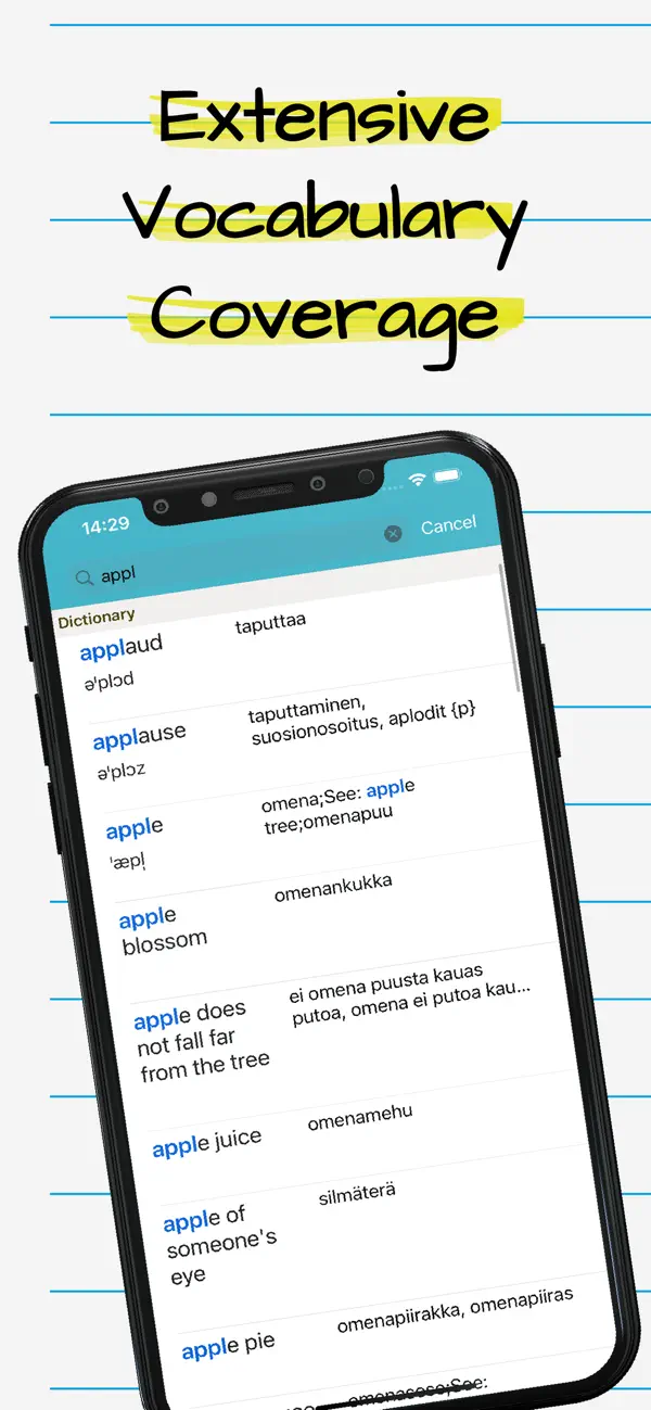 Screenshot #1 pour Finnish English Dictionary Pro