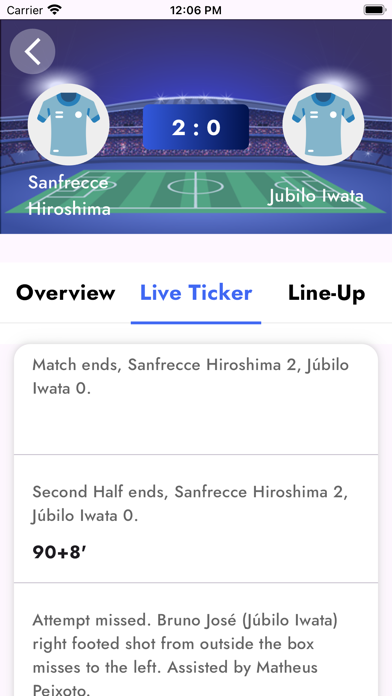 Japan Football League Scores Screenshot