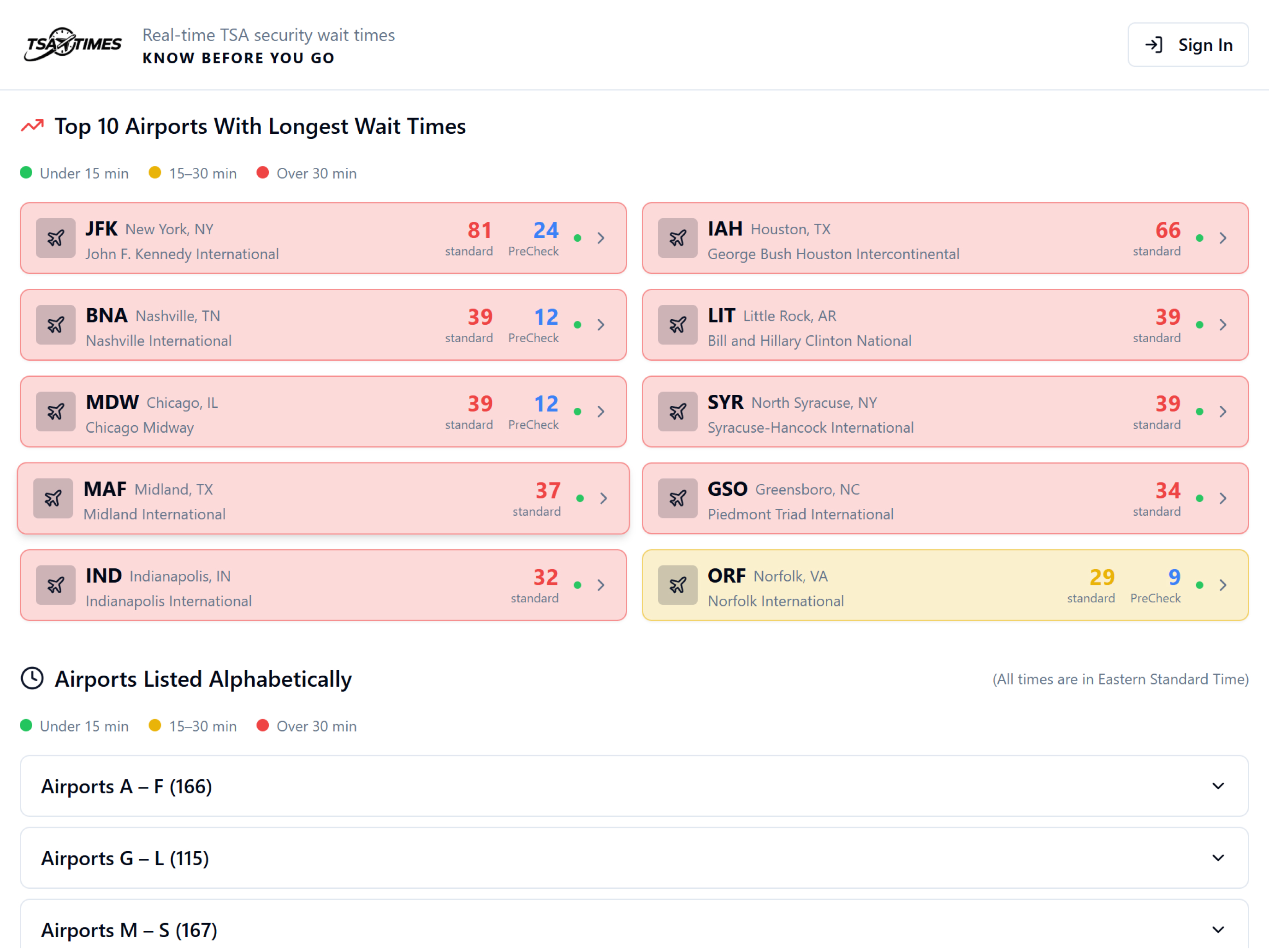 TSA Live Wait Times screenshot 6