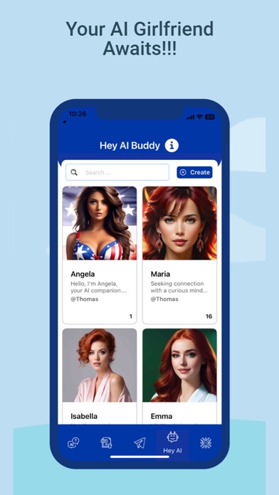 AI Buddy Chat, Counsel, Create Screenshot