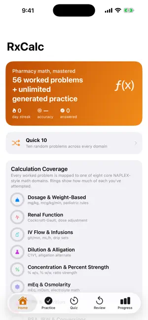 RxCalc: Pharmacy Math Prep screenshot 1