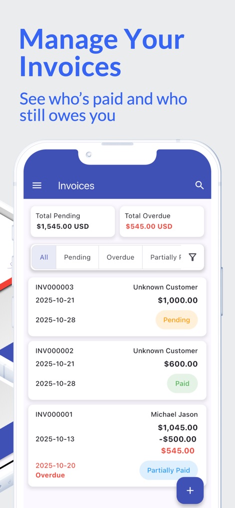 My Invoices: Create invoices - Business App | MWM