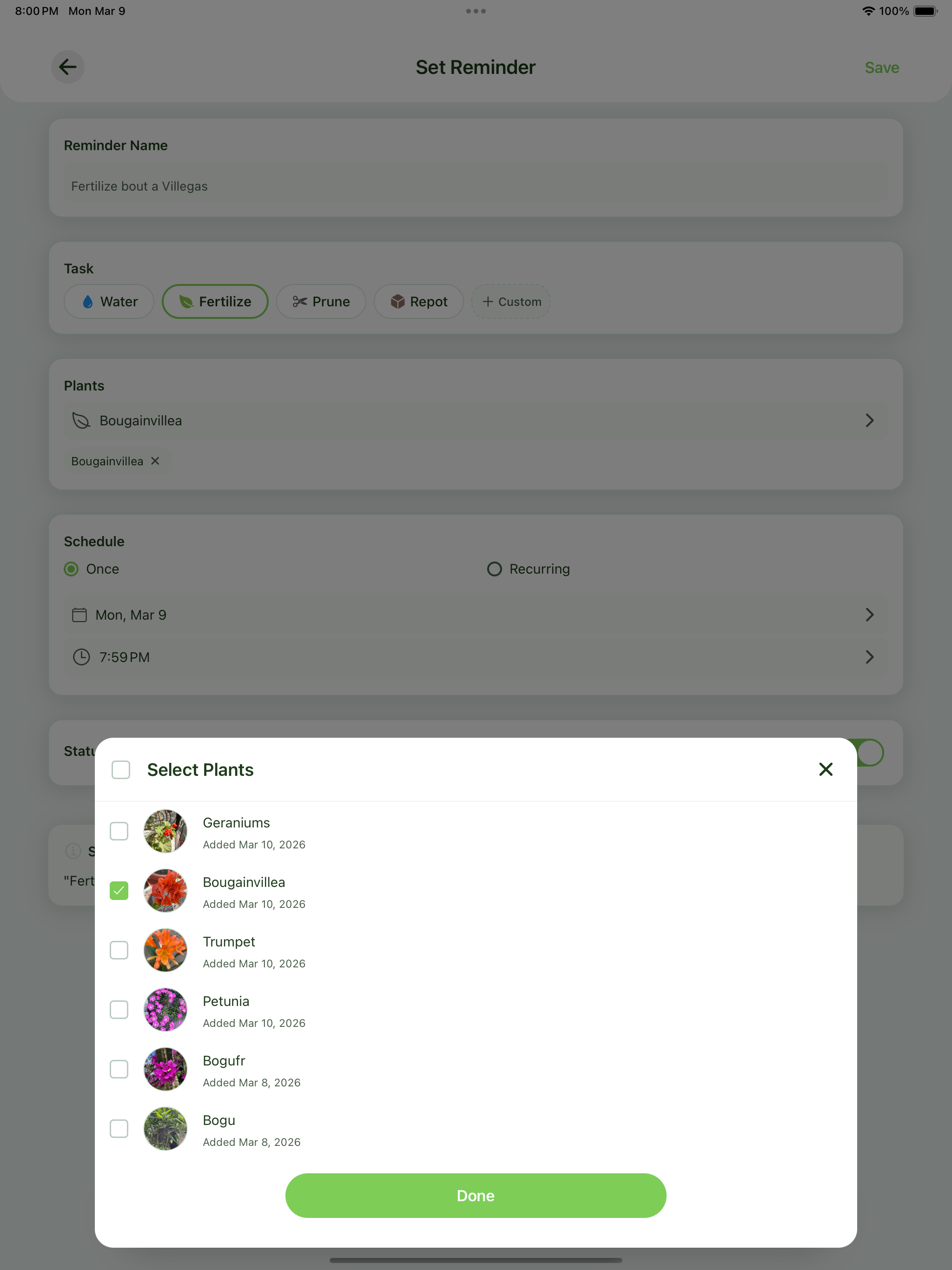 Verdora : Plant Care Reminders