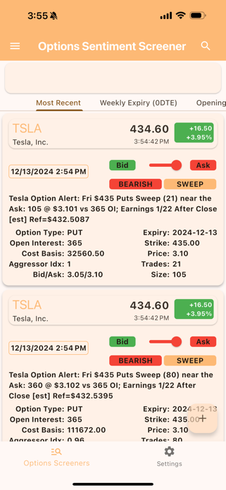 Options Sentiment Screener Screenshot 2 of 6