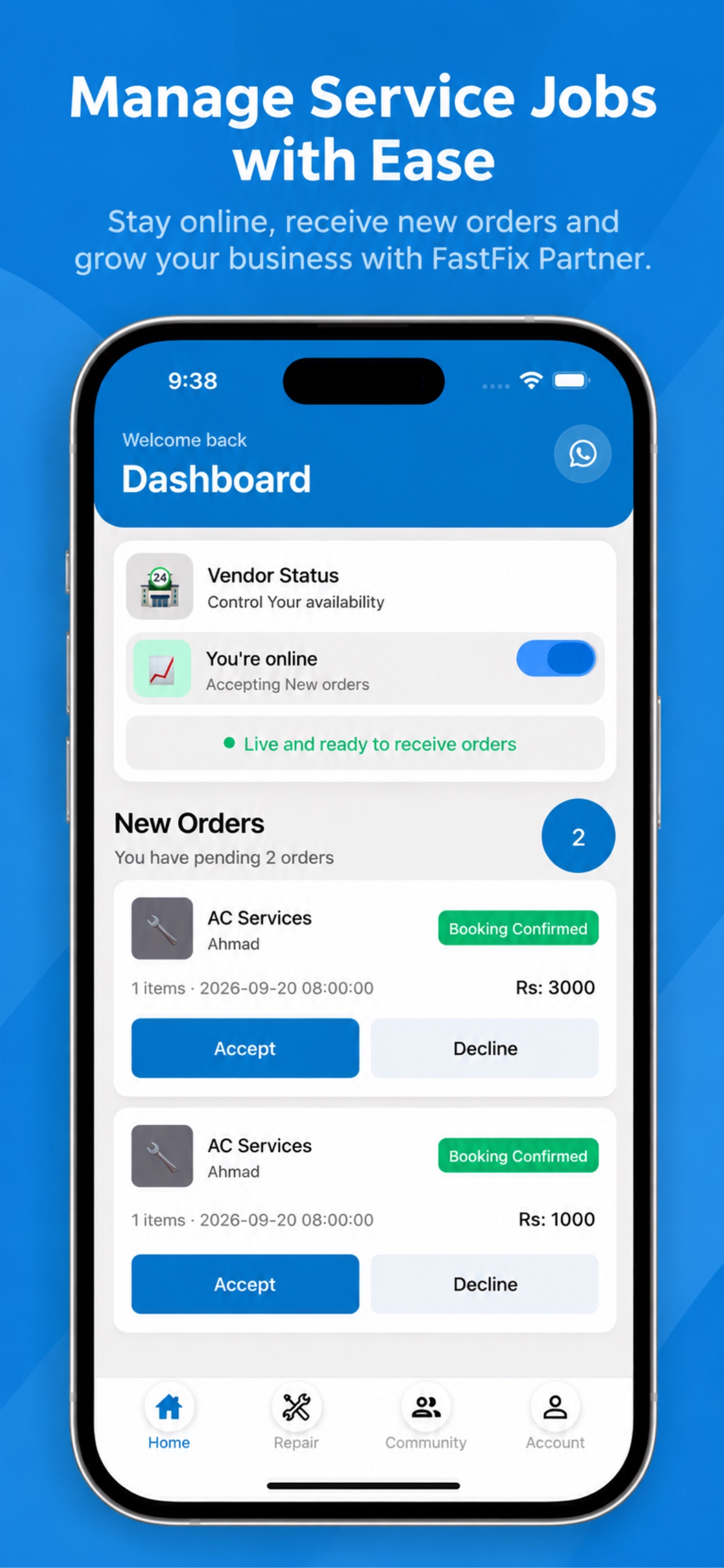Screenshot 1 of FastFix Partner – Service Jobs