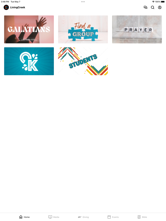 Living Creek Church iPad screenshot 1 - Education app