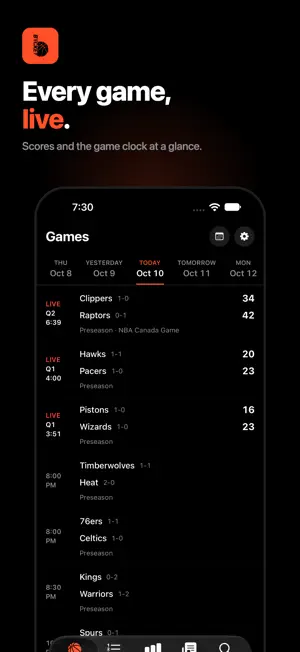 Bucket: Live Basketball Scores screenshot 1