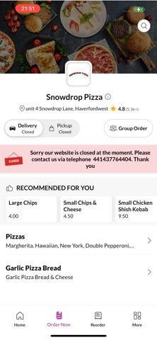 Snowdrop Pizza Haverfordwest iPhone screenshot