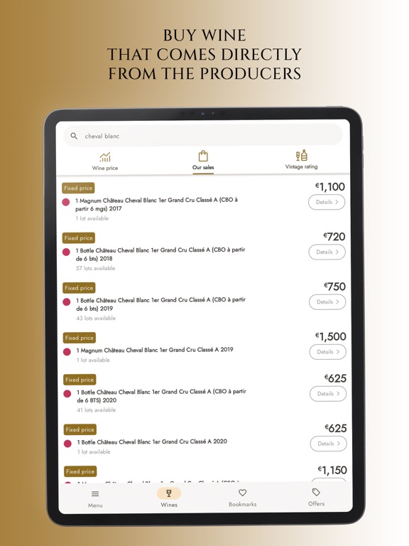 iDealwine: buy, sell, estimate iPad screenshot 4 - Food & Drink app