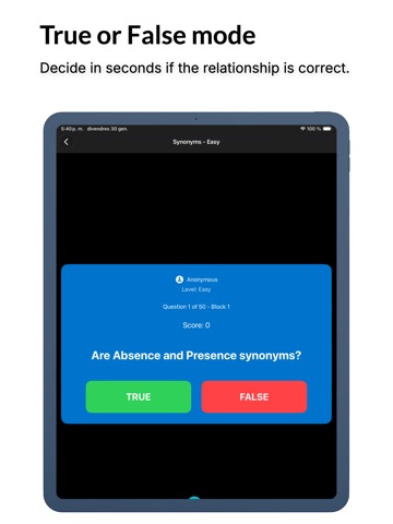 Trivia: Synonyms and Antonyms iPad screenshot
