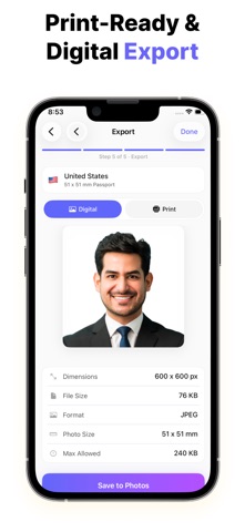 Passport Photo Creator ID iPhone screenshot
