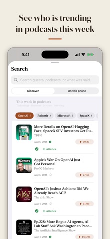 Attunex: Podcast Player iPhone screenshot