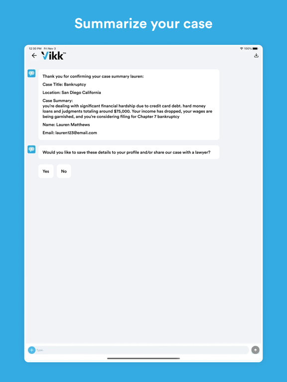 Vikk - AI Lawyer & Legal Help iPad screenshot 4 - Productivity app