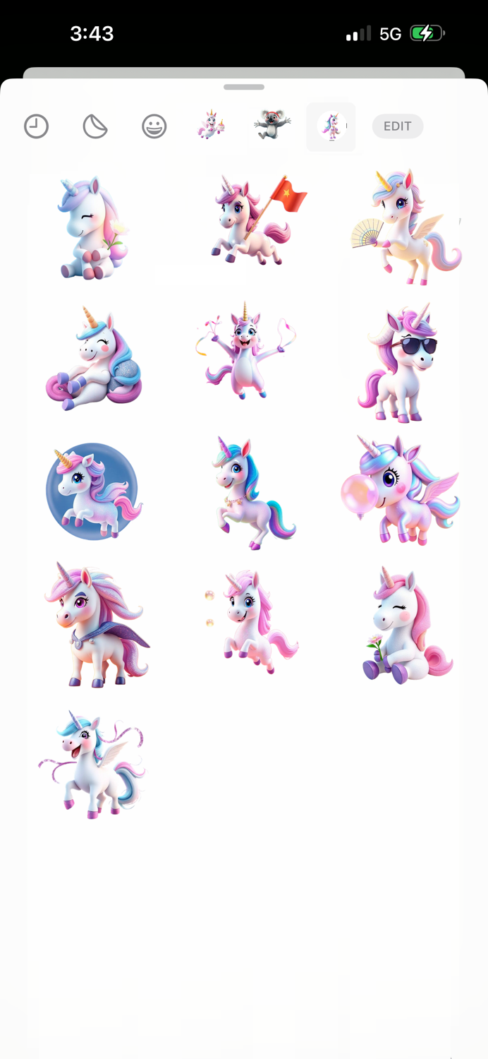 闪闪发光的独角兽贴纸