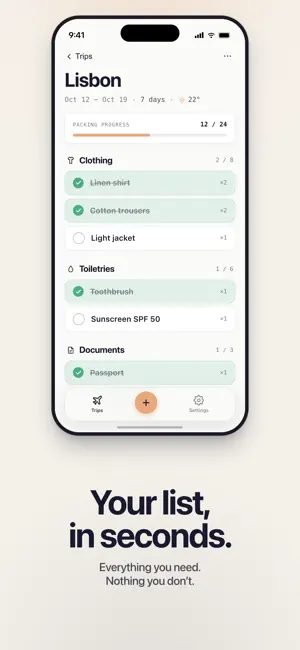 Rouve: Packing List screenshot 1
