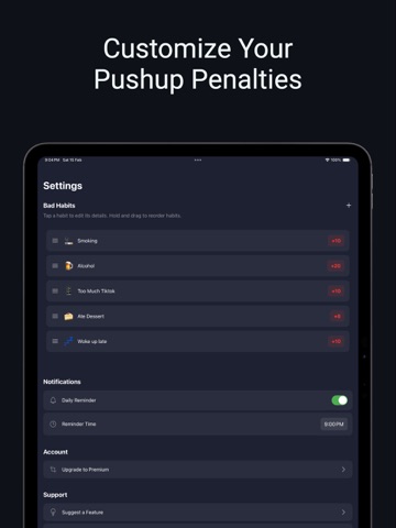 Pushup Debt - Track Bad Habits iPad screenshot