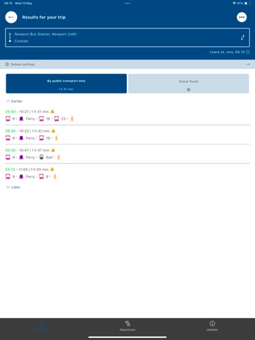 National PTI Journey Planner iPad screenshot