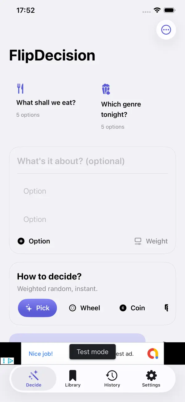FlipDecision iPhone Screenshot
