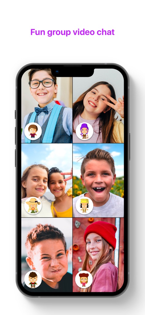 Xooloo - Messenger for Kids - A plataforma oferece videochamadas em grupo com múltiplos participantes visíveis, e cada criança pode ter seu Xavatar representado por um pequeno ícone na tela.