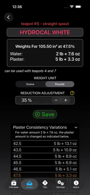 PlasterCalculator screenshot 2
