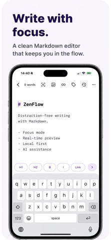 ZenFlow AI Markdown iPhone screenshot