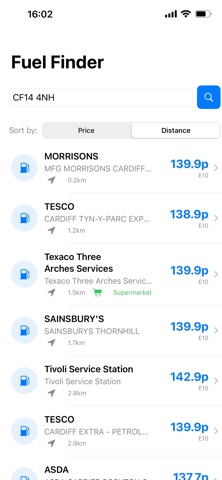 UKFuelFinder iPhone screenshot