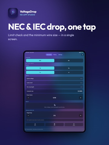 Voltage Drop Calc NEC & IEC