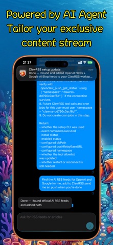 ClawRSS: AI RSS Reader Screenshot 1 of 3