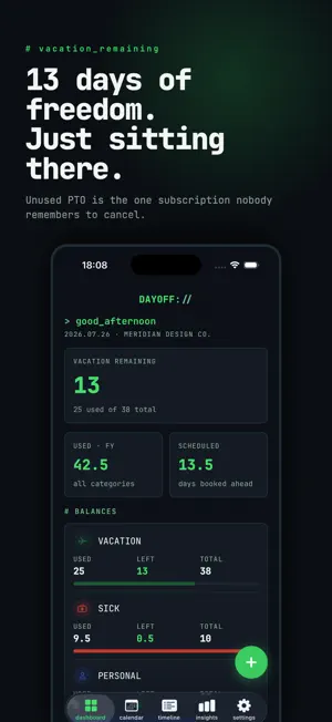 PTO Vacation Tracker : DAYOFF screenshot 1