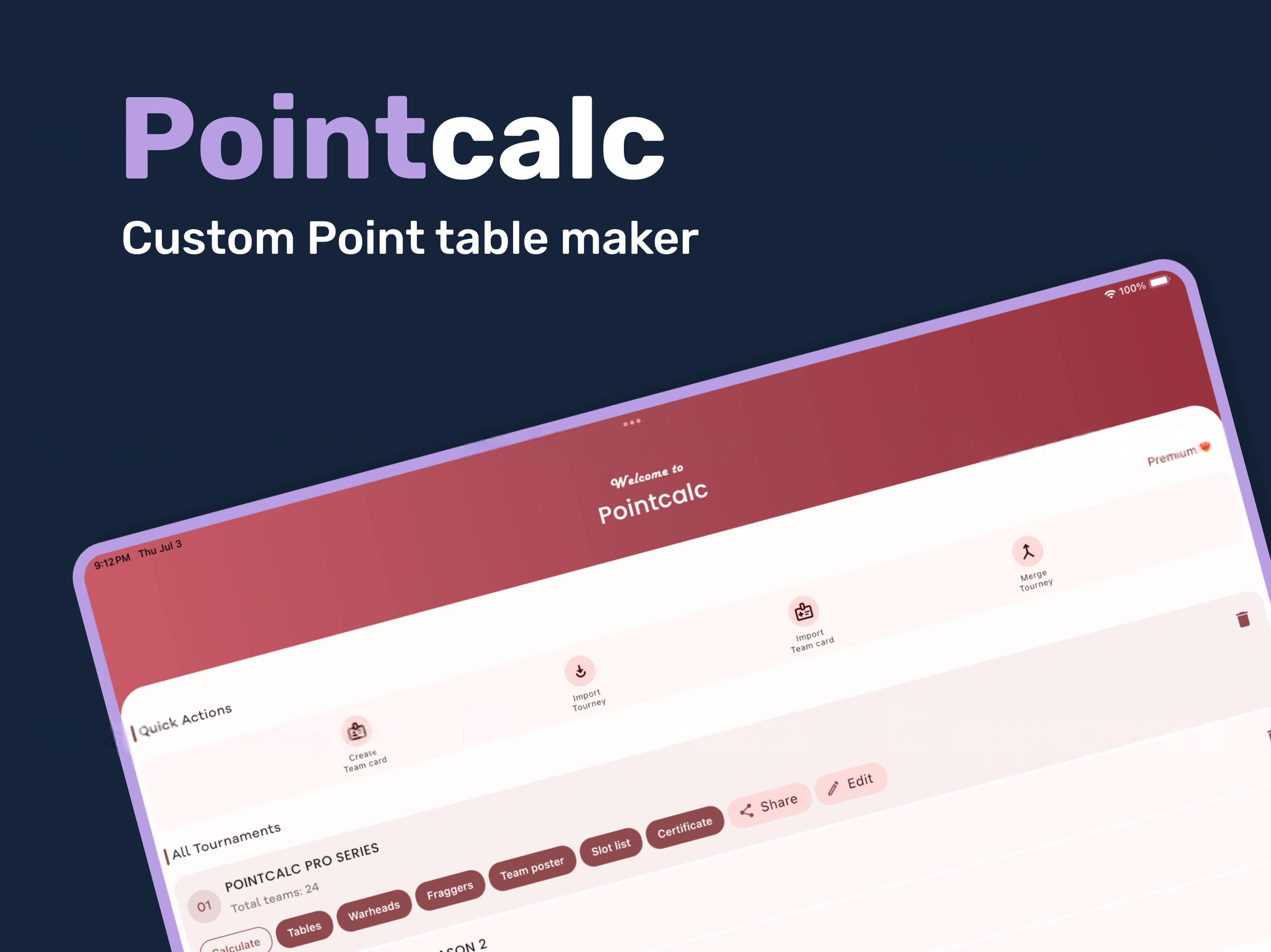 Pointcalc | Point Table Maker
