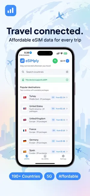 eSIMply - Internet Travel eSIM screenshot 1