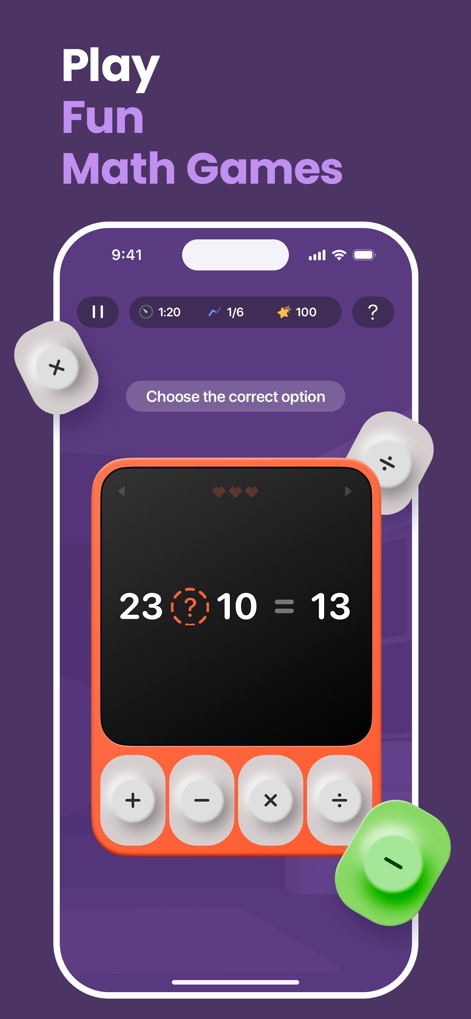 BrainGain - Brain Training - Enhance numerical proficiency with interactive math games, presenting challenges like finding missing operators and quick arithmetic calculations.