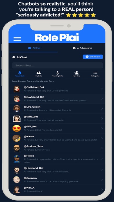 RolePlai - Ai Chat Bot Screenshot