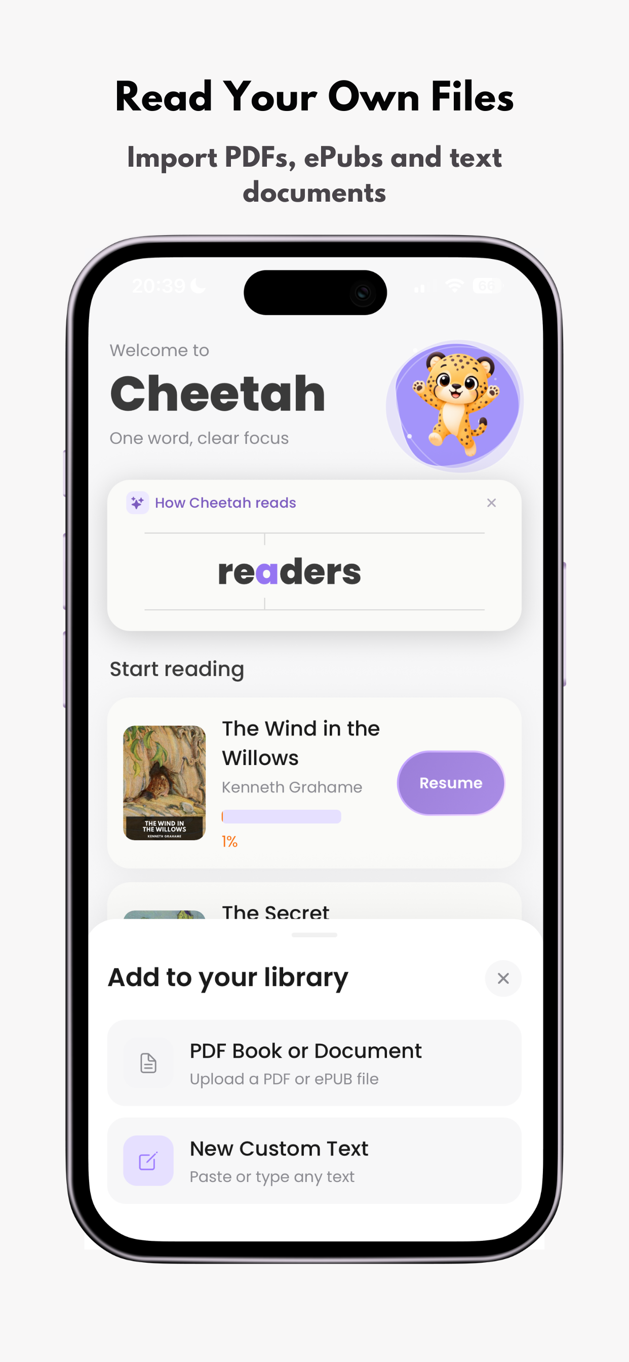 Cheetah: Speed Reader screenshot 2